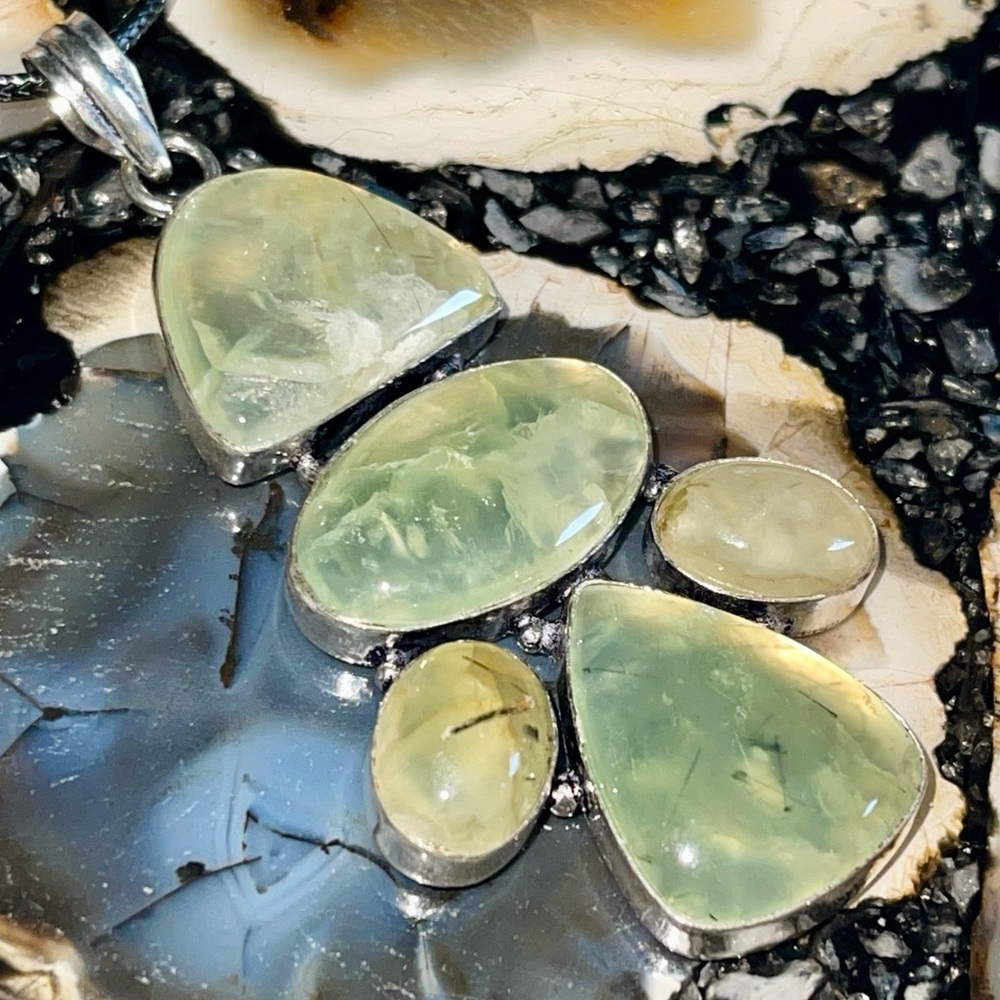 Large Healer Crystal Yellow Green Prehnite Pendant 3”
